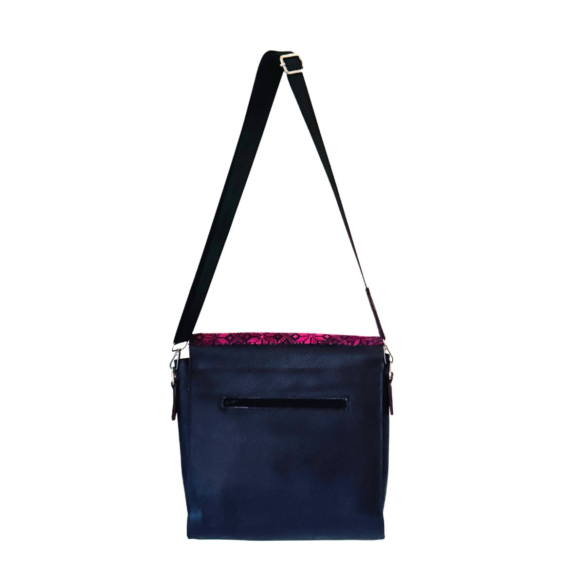 Embroidered Leather Bag (Dark Plum) - Berry
