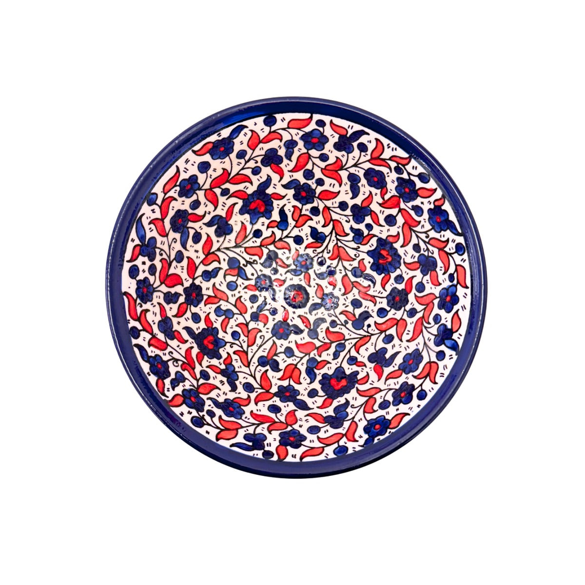 Ceramic Serving Bowl (9.5") - Red and Blue