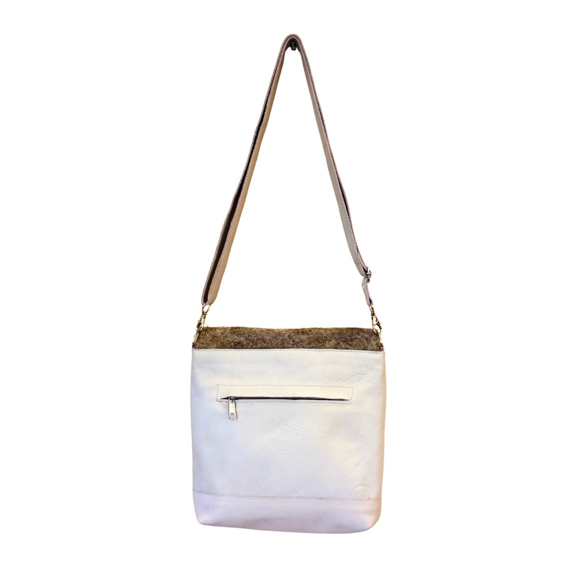 Leather Purse w/Felt & Embroidery (9”x11”) - Blush