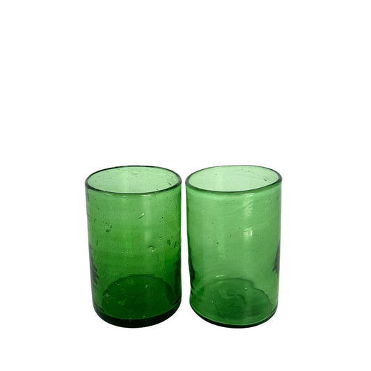 Glass Tumblers (3”), Set of Two - Emerald