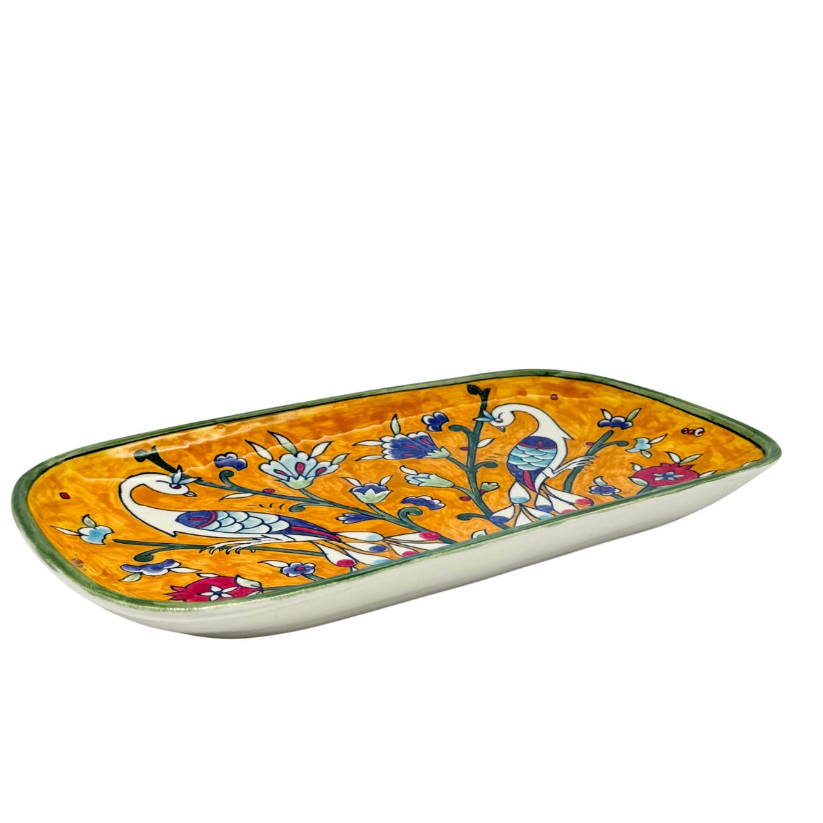 Ceramic Rectangular Serving Plate (13”) - Yellow Birds