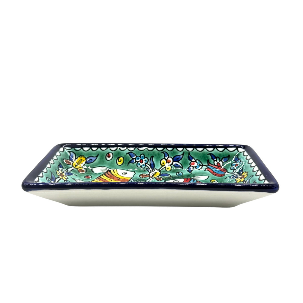 Ceramic Rectangular Dish (7”) - Green Fish
