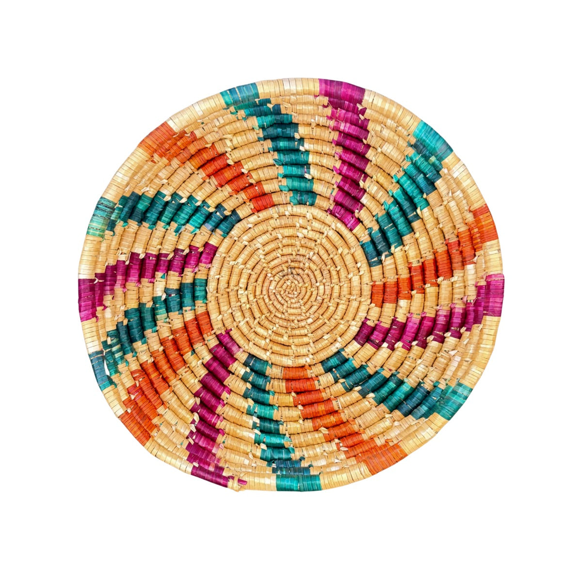 Basket by Women in Salfit (15") - Pink, Orange and Green Swirl