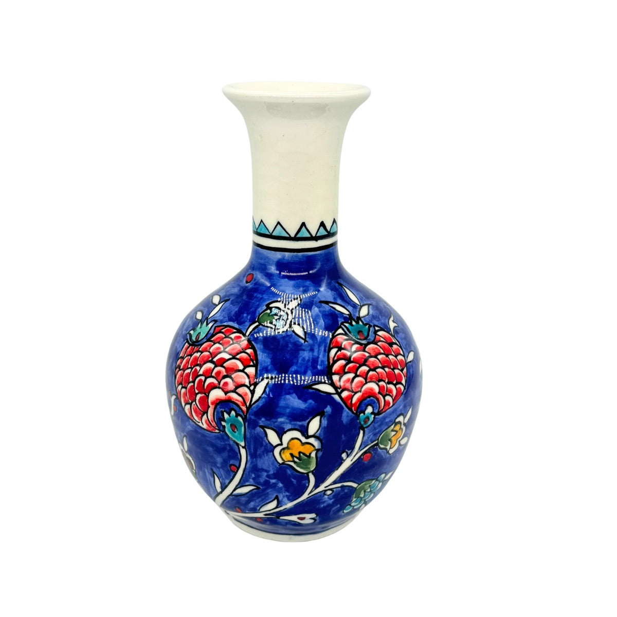 Ceramic Vase (7.5”)- Blue Pomegranates