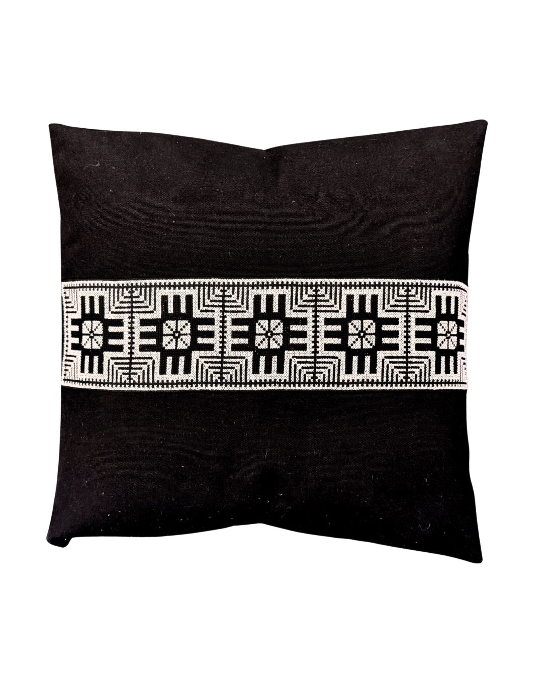 Star Embroidered Pillow Cover - Black