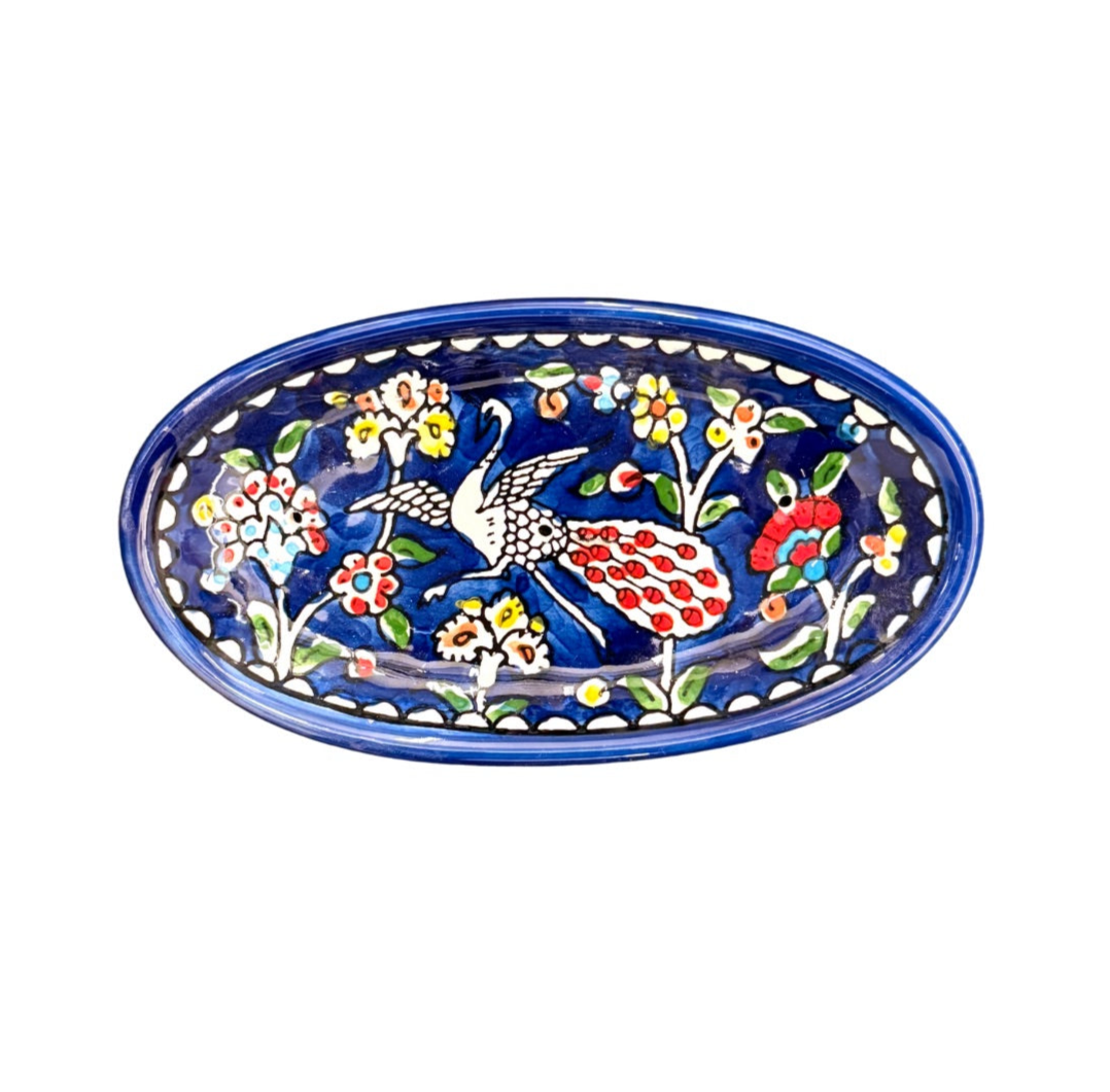 Ceramic Soap Dish - (7") Blue Peacock