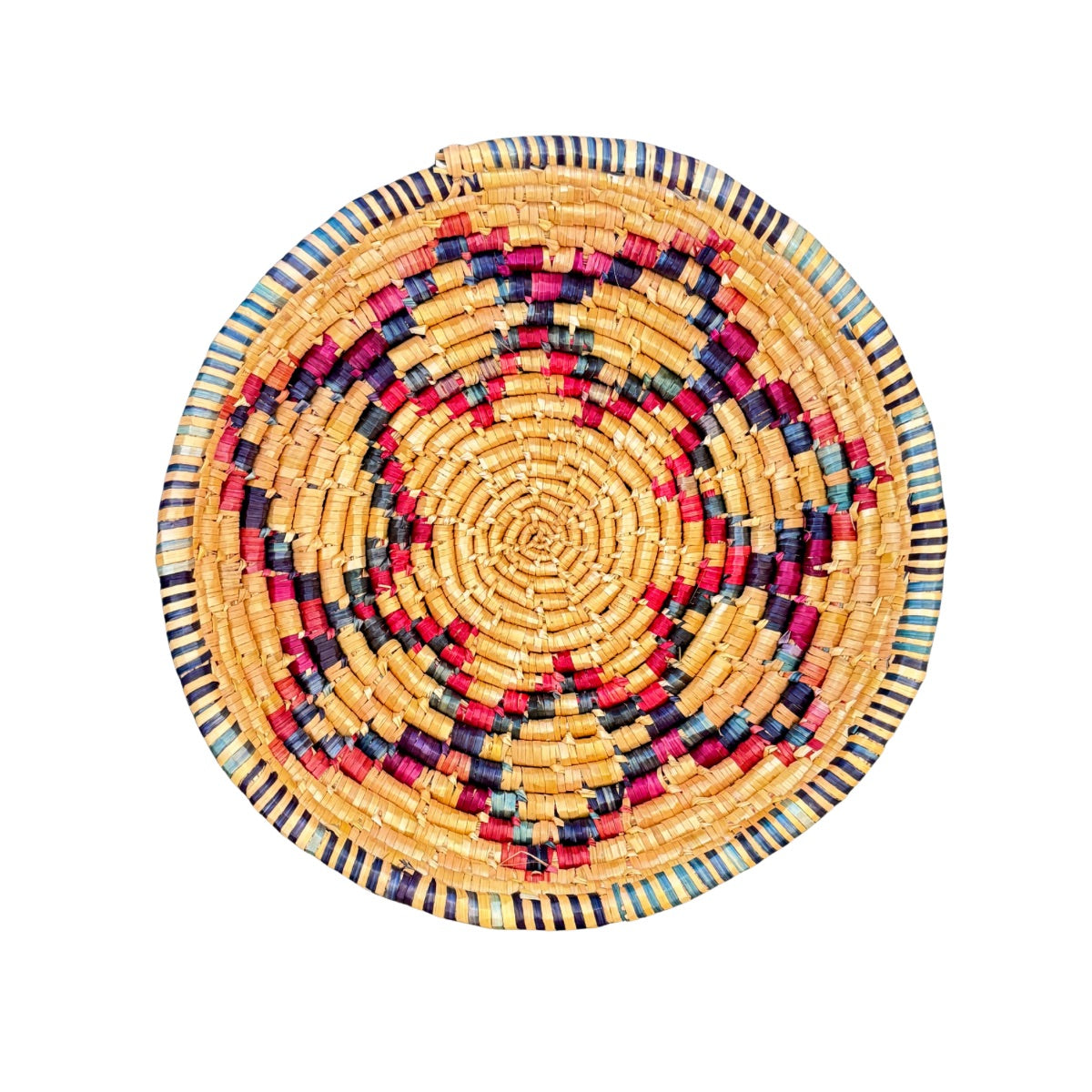 Basket by Women in Salfit (15") - Magenta Starflower