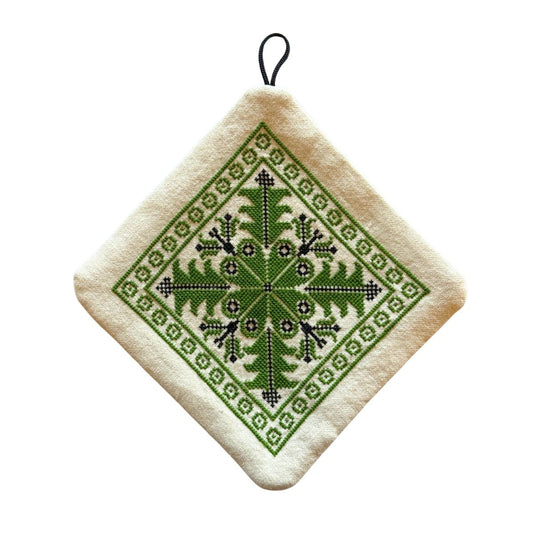Embroidered Pot Holder - Hebron, Green