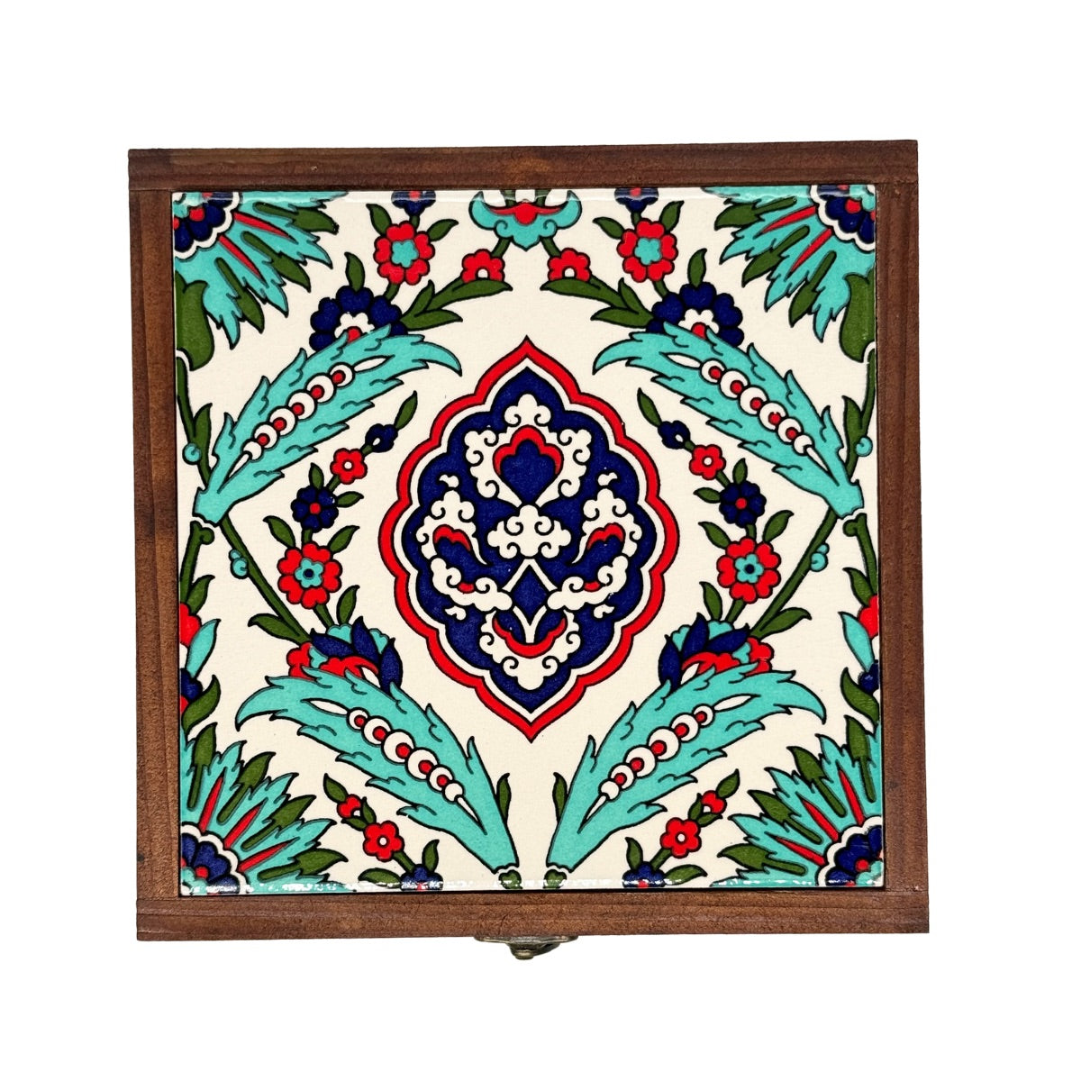 Wood & Ceramic Tile Box - Ottoman Garden