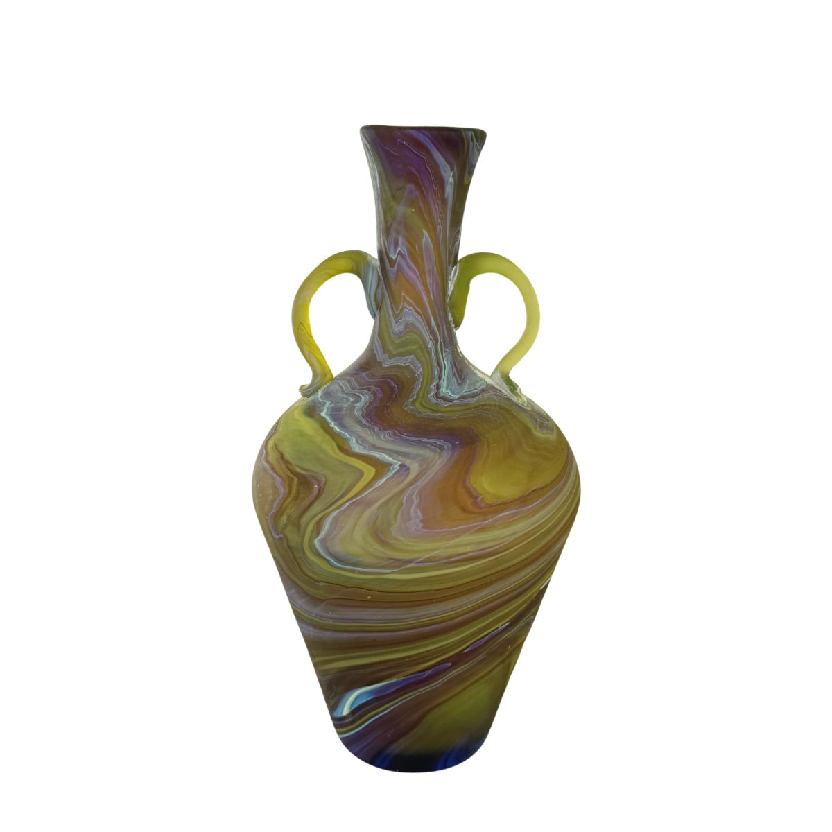Phoenician Glass Vase (11”) - Green Amber