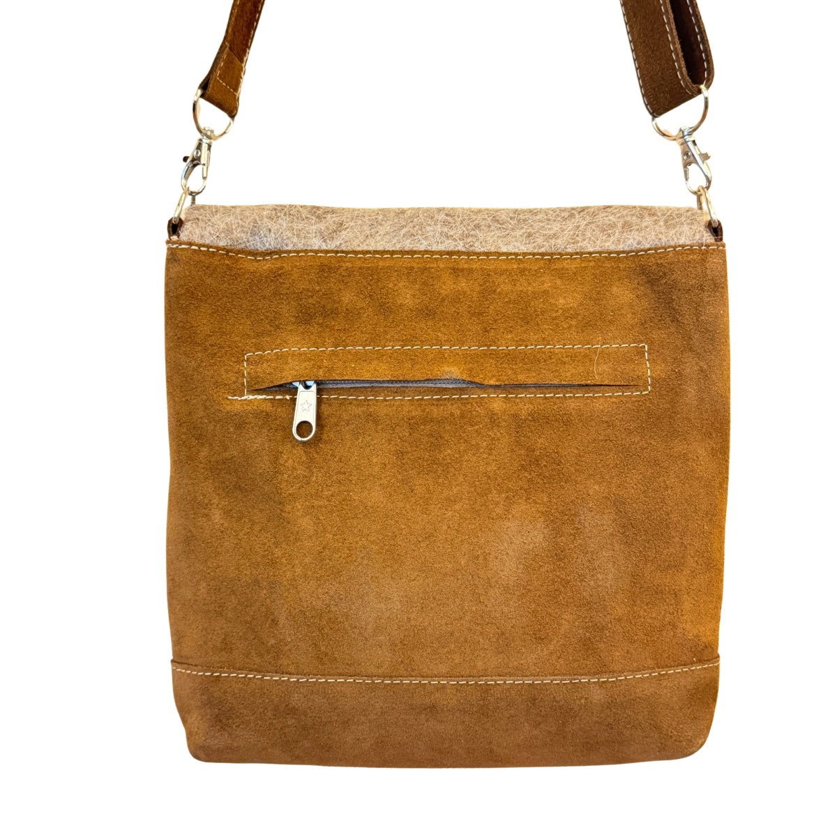 Suede Purse w/Felt & Embroidery (9”x11”)- Brown