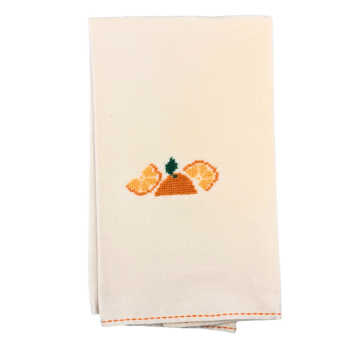 Embroidered Tea Towel - Yaffa Orange