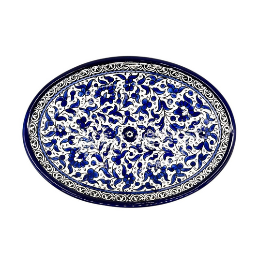 Ceramic Oval Dish (9") - Classic Blue