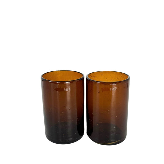 Glass Tumblers (3”), Set of Two - Amber