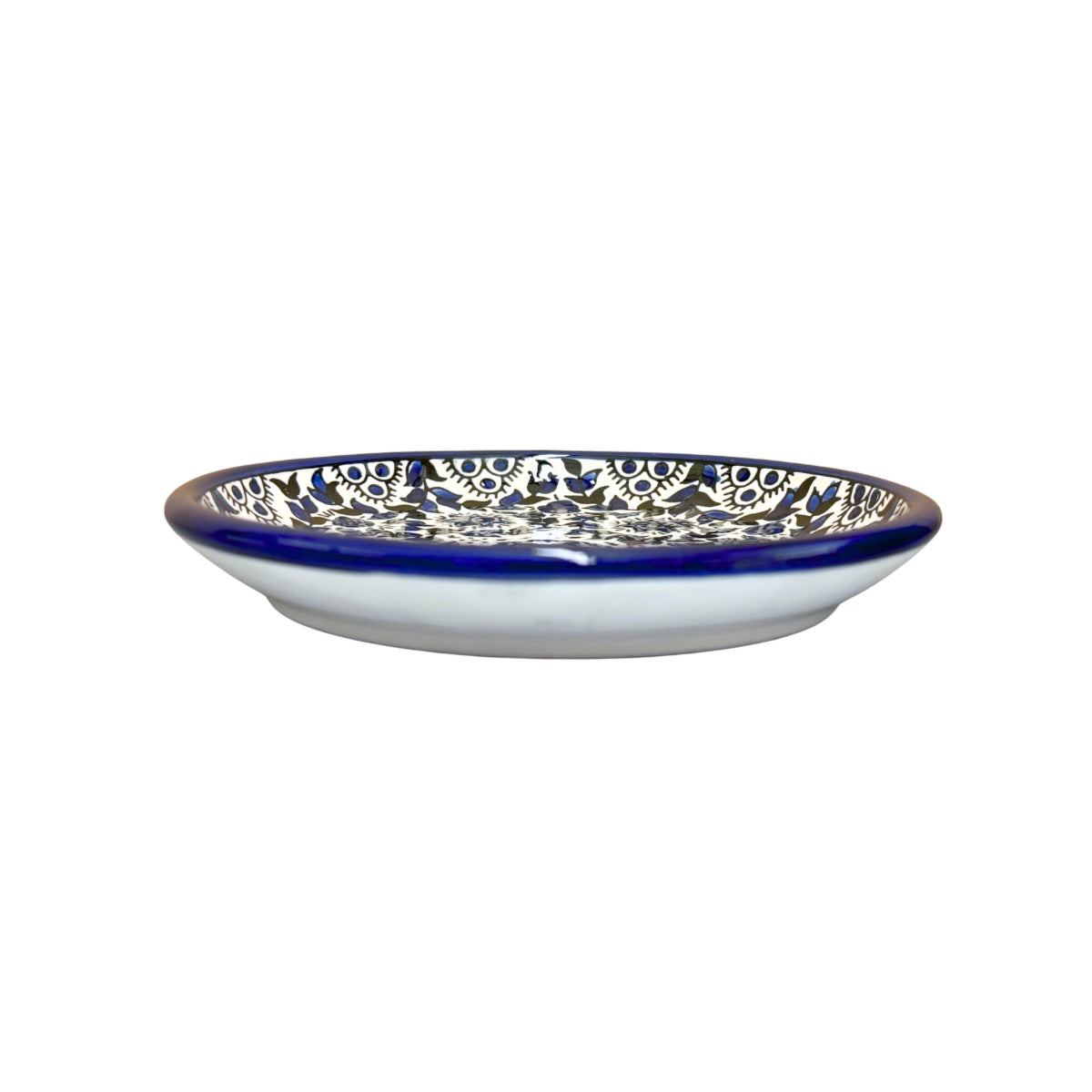 Ceramic Round Plate (5.5") w/Rim - Blue Vine
