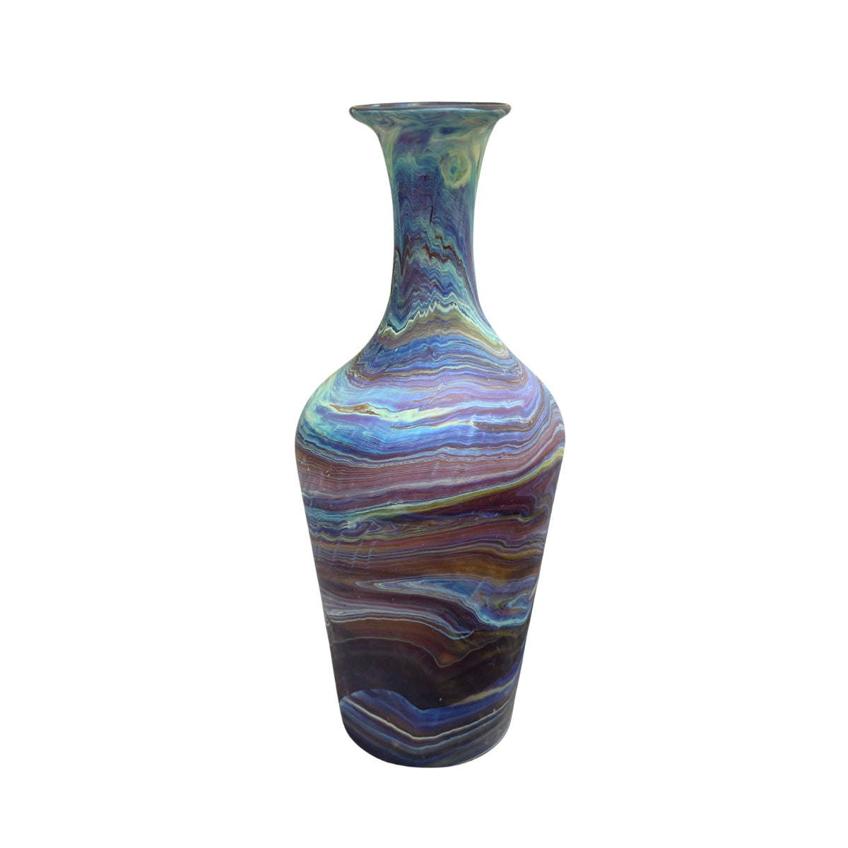 Phoenician Glass Vase (10”) - Amber Blue