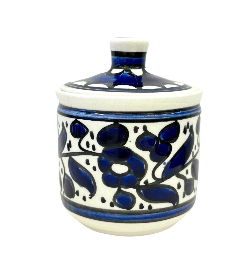 Ceramic Jar w/Lid (4”) - Blue