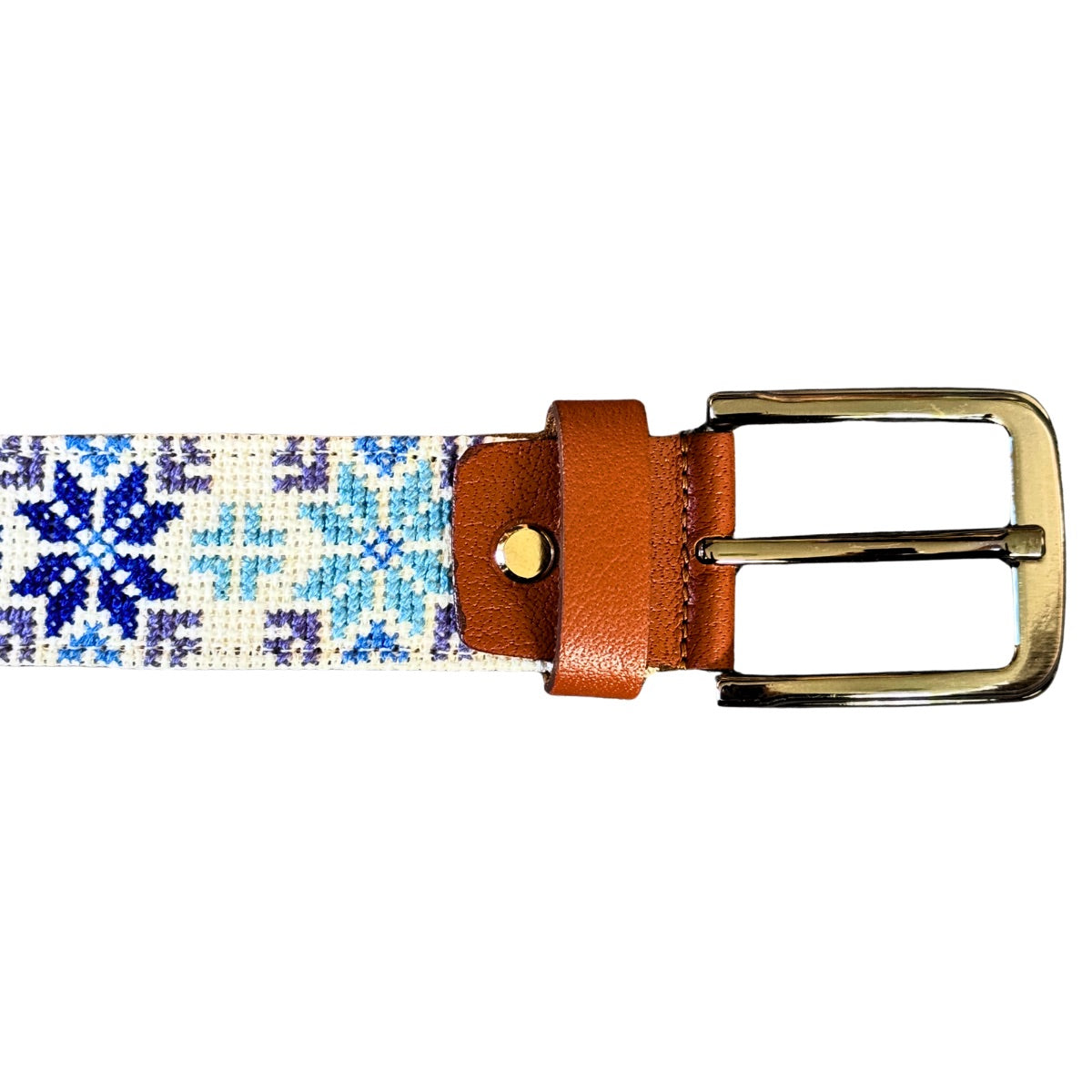 Tatreez Leather Belt (41") - Blue