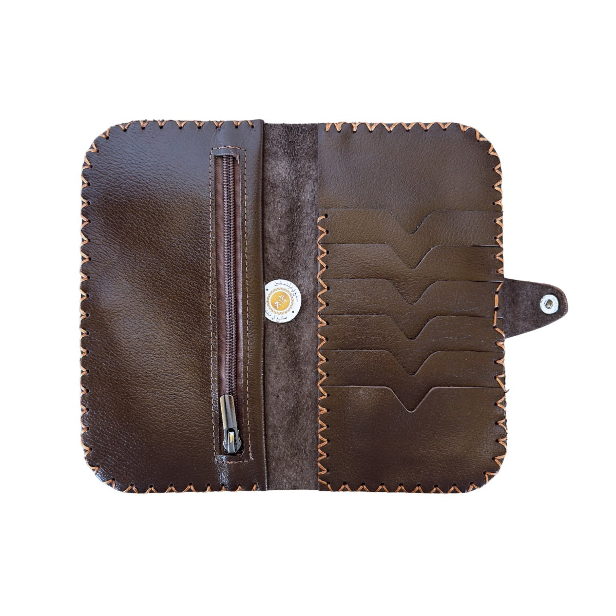 Leather Bi-Fold Snap Wallet - Brown