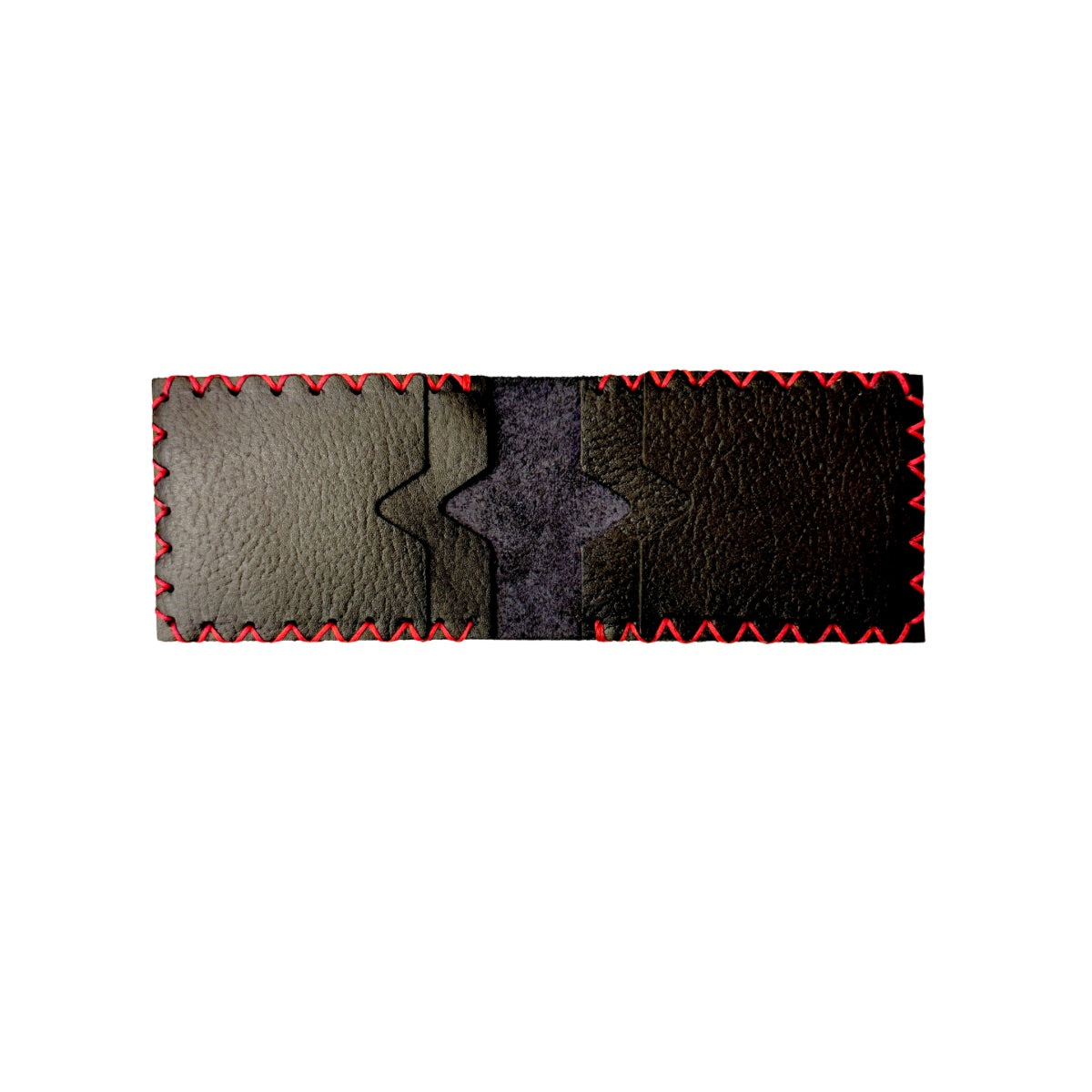 Leather Bi-Fold Wallet (Small) - Black w/Red Stitching