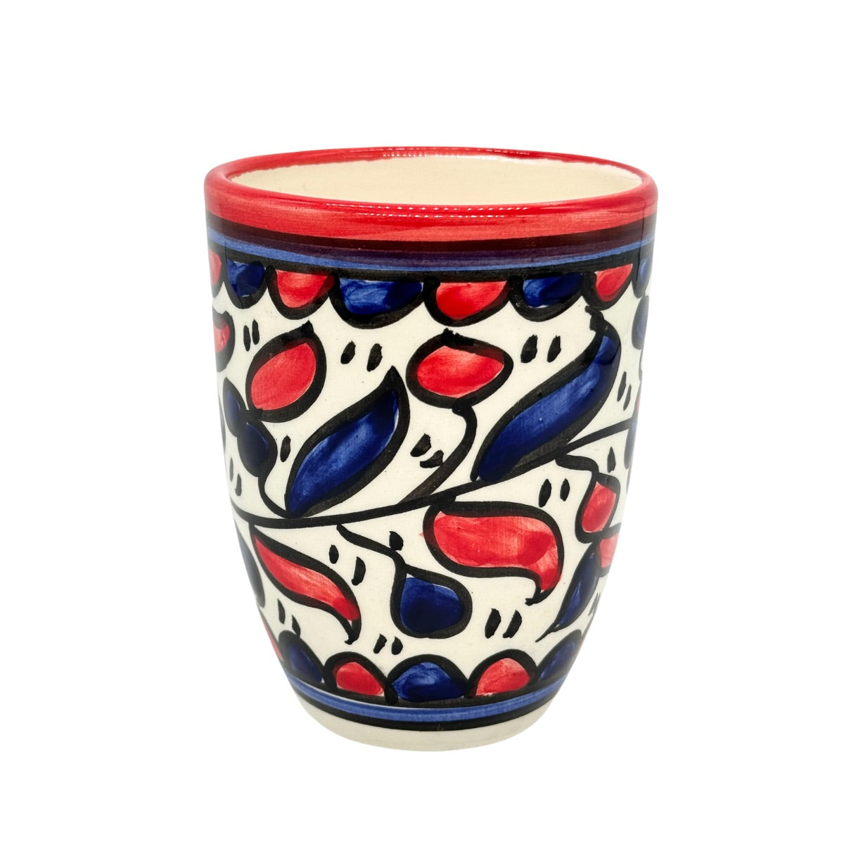 Ceramic Mug (w/o handles) - Blue & Red