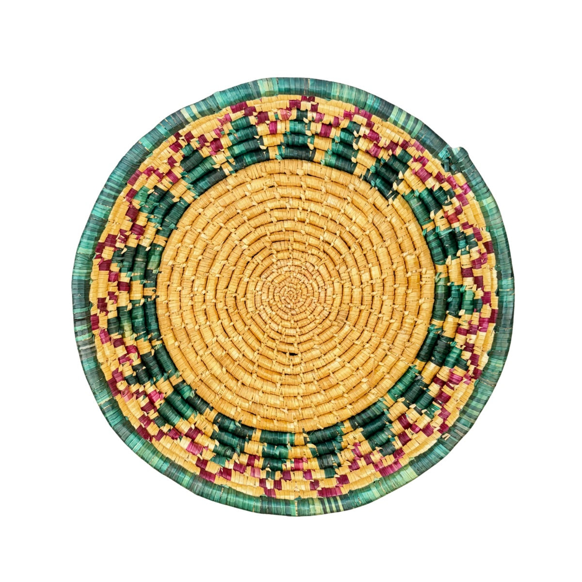 Basket by Women in Salfit (15") - Green Sunflower