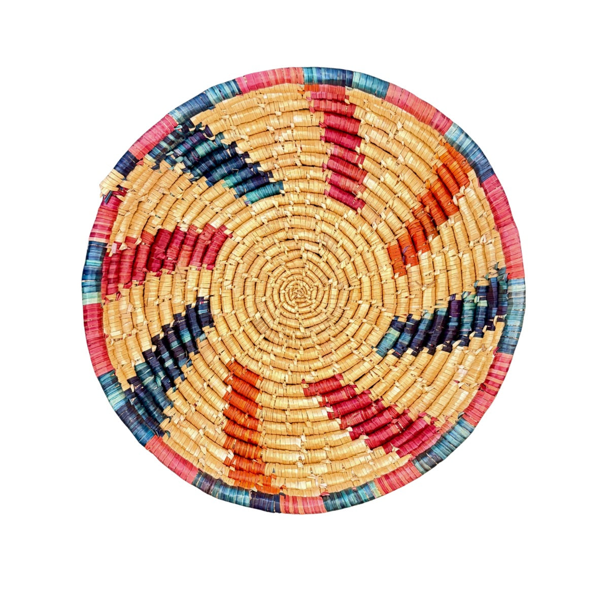 Basket by Women in Salfit (15") - Pink, Orange and Blue Swirl