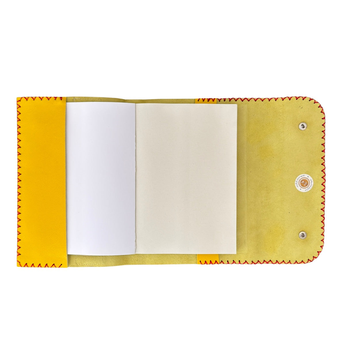 Leather Journal w/Embroidery - Yellow Floral