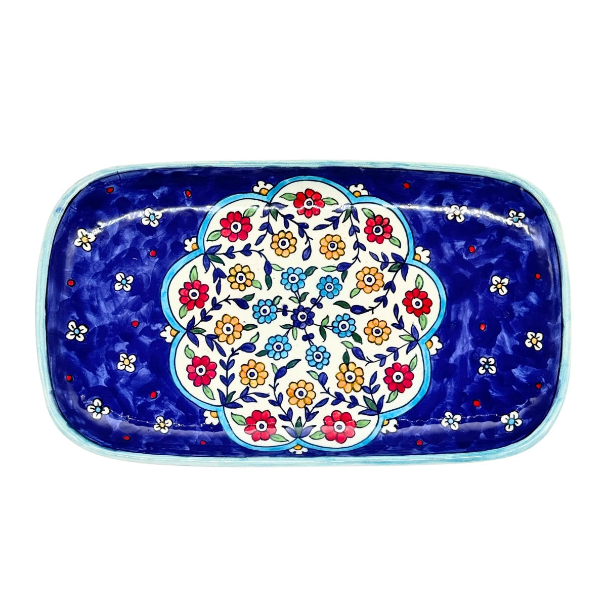 Ceramic Rectangular Serving Plate (13”) - Blue Blossom