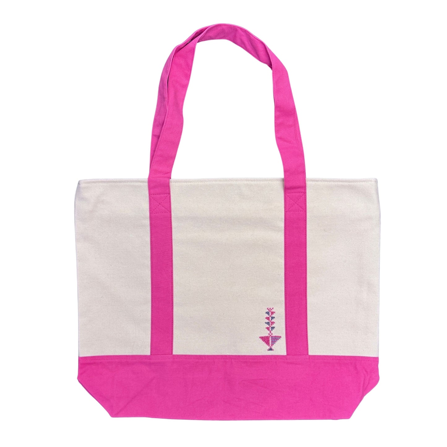 Embroidered Tote (Natural/Pink) - Tatreez