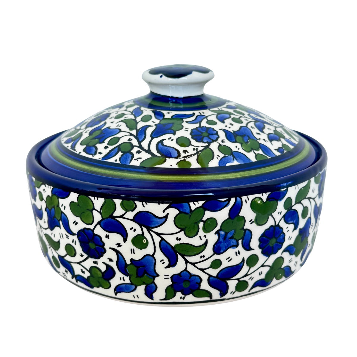 Ceramic Covered Casserole - Blue and Green