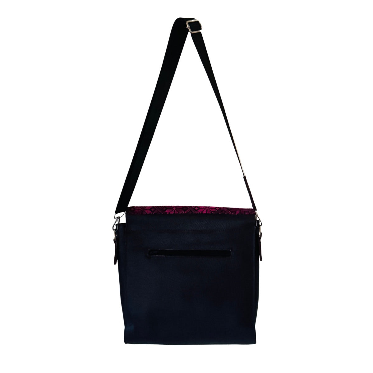 Embroidered Leather Bag (Black) - Mosaic Multicolor