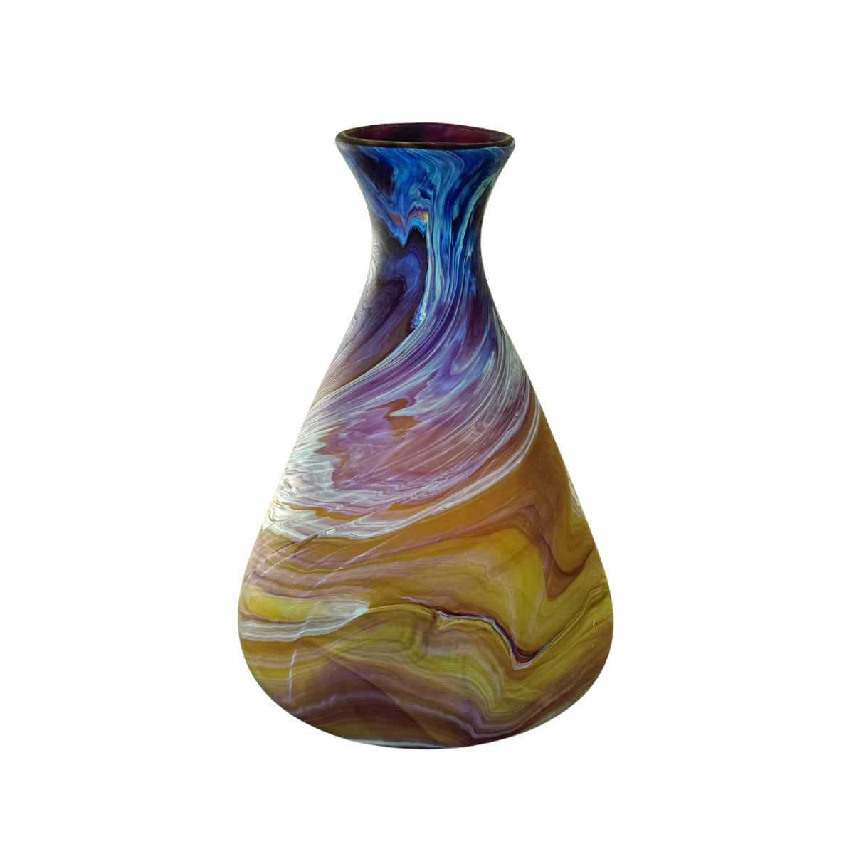 Phoenician Glass Vase (9”) - Blue Amber