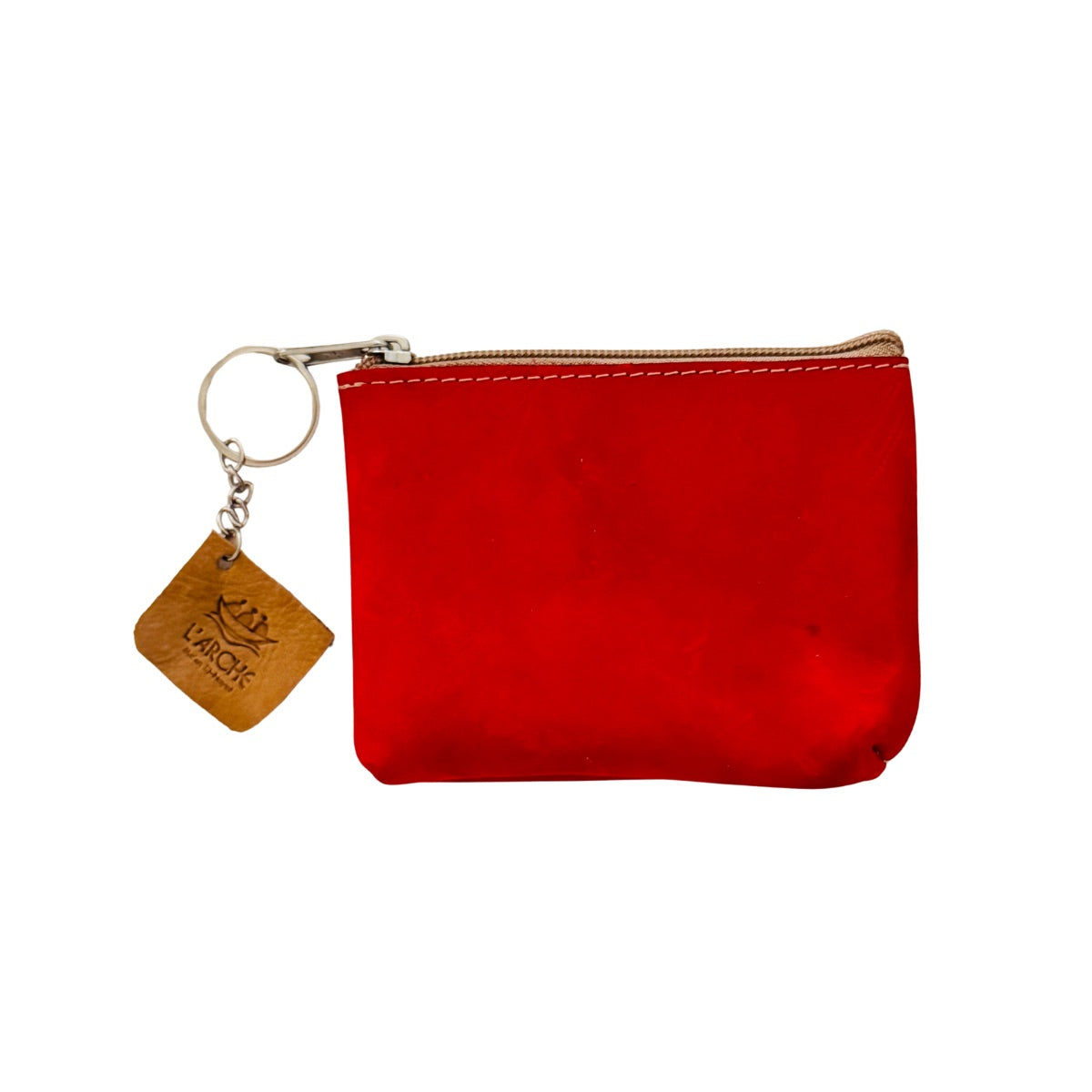 Suede Leather Purse (5” x 4") - Red