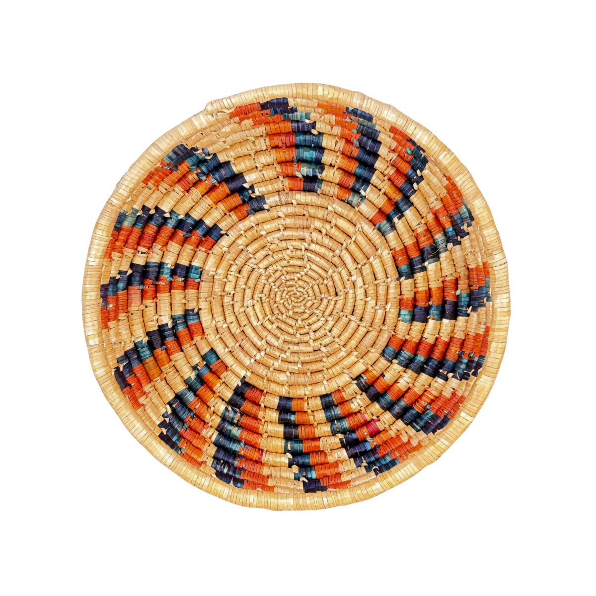 Basket by Women in Salfit (15") - Blue and Orange Swirl