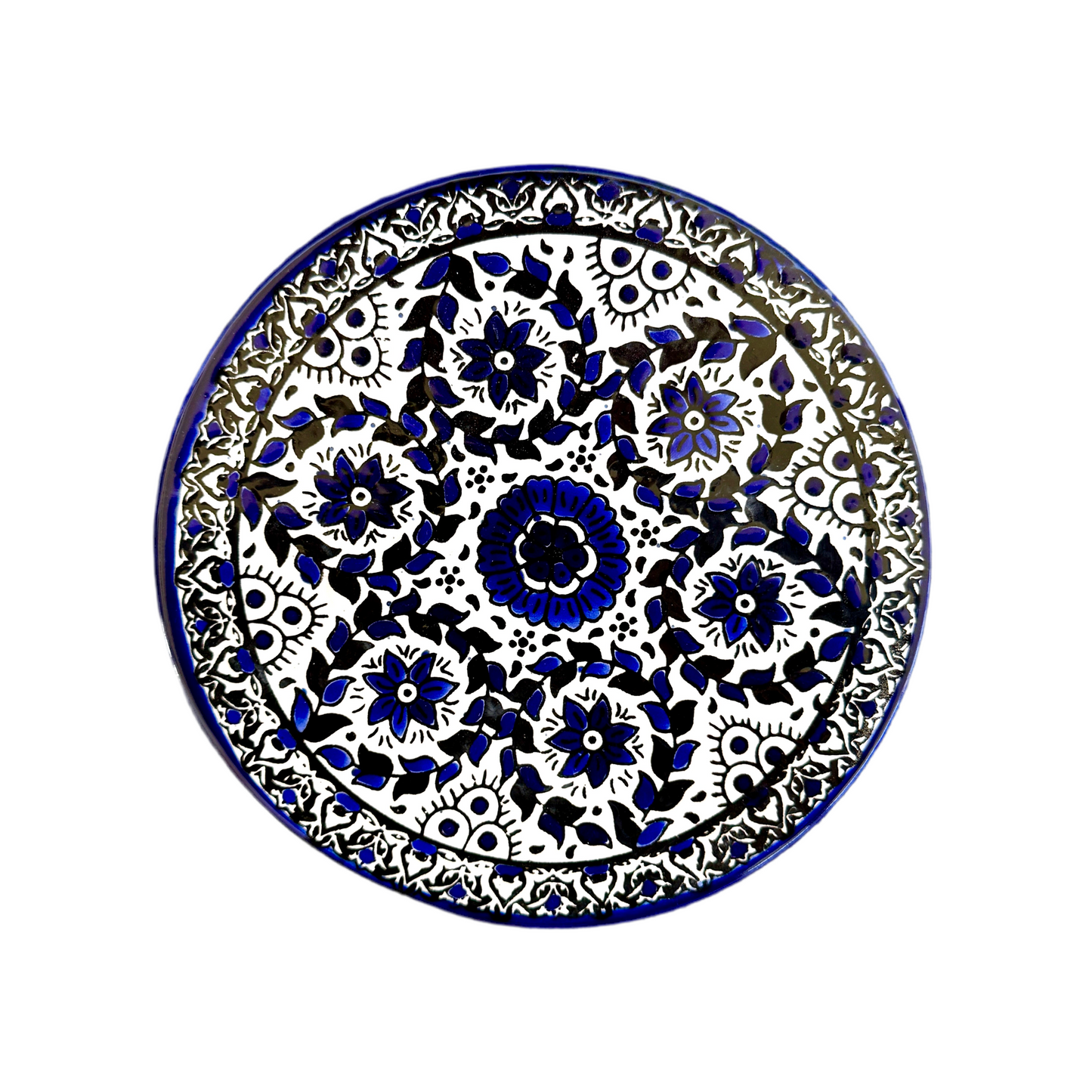 Ceramic Round Plate (6”) - Blue Vine