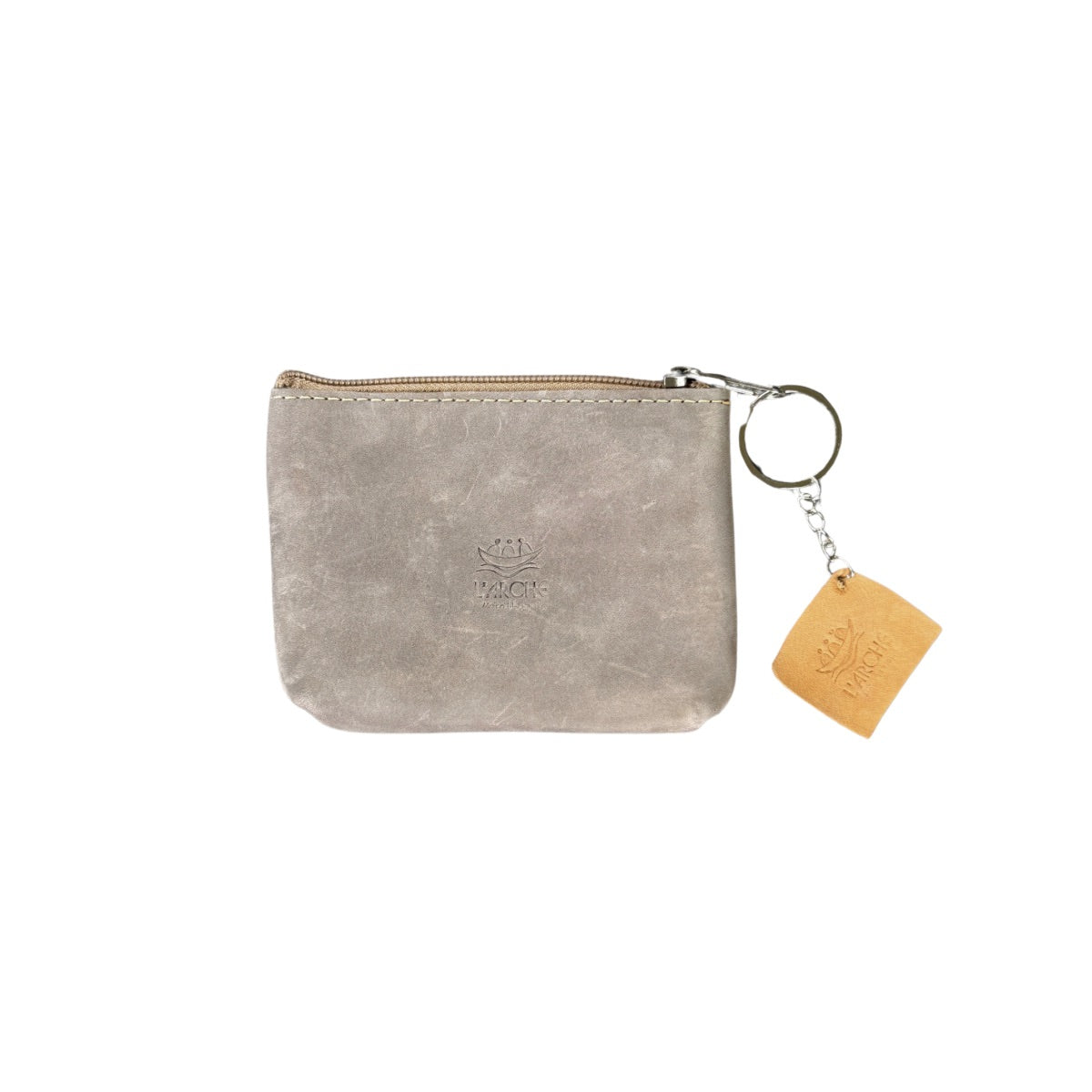 Suede Leather Purse (5” x 4") - Light Grey