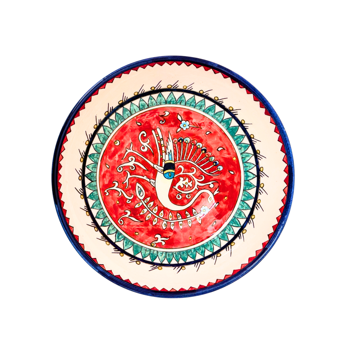 Ceramic Serving Bowl (10”) - Bird, Red