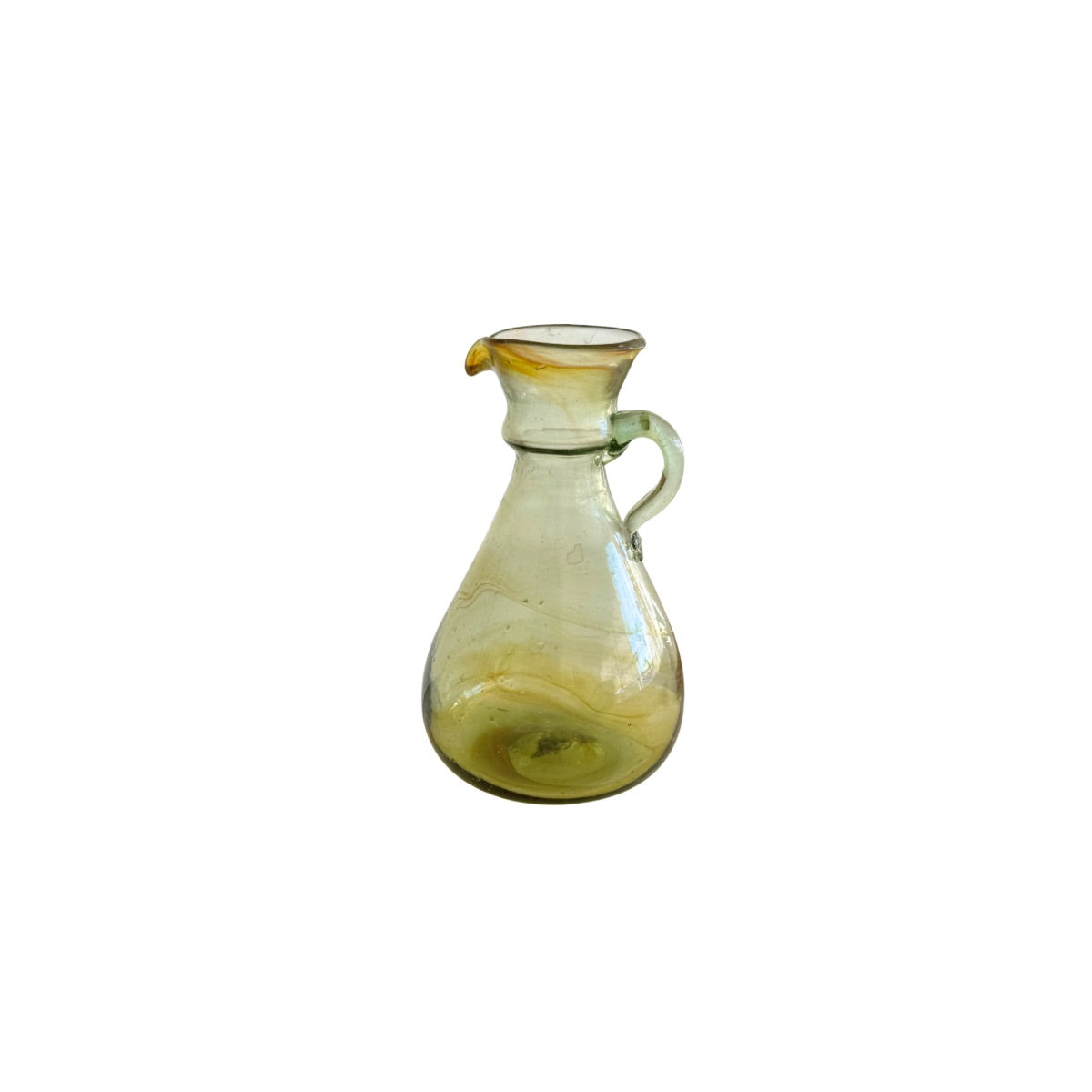 Hebron Glass Vase/Pitcher w/Handle (6”) - Moss