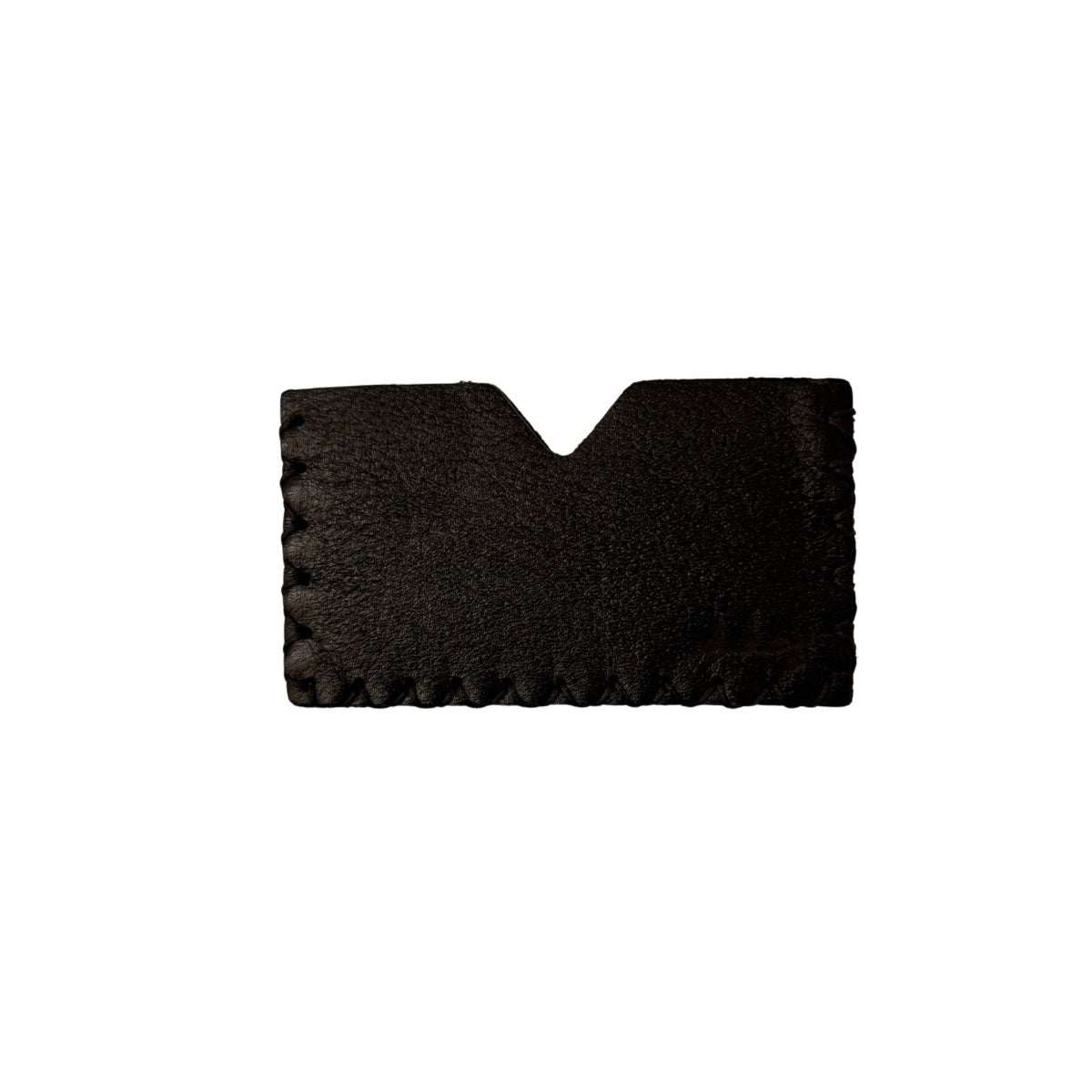 Leather Single Card Wallet - Black