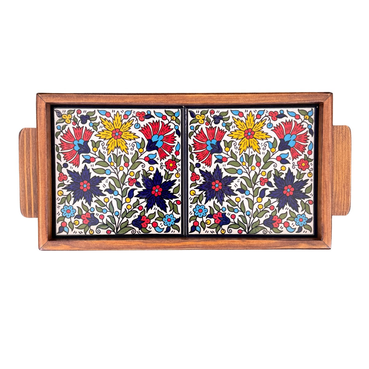 Ceramic and Wood Serving Tray - Teta’s Garden