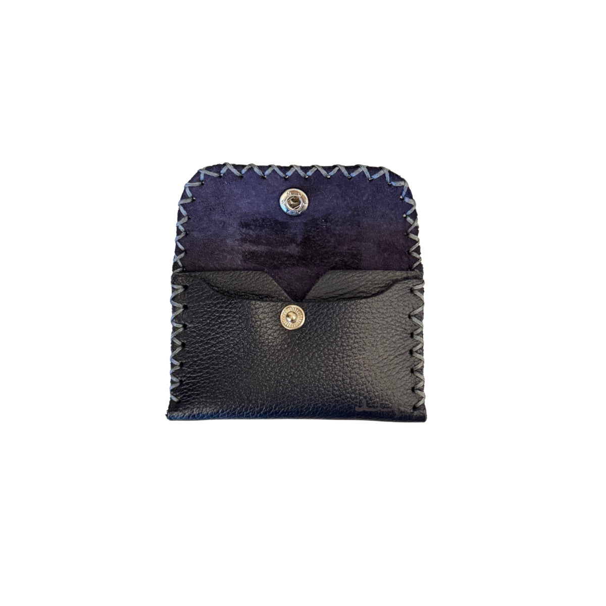 Leather ID Wallet w/Snap - Blue
