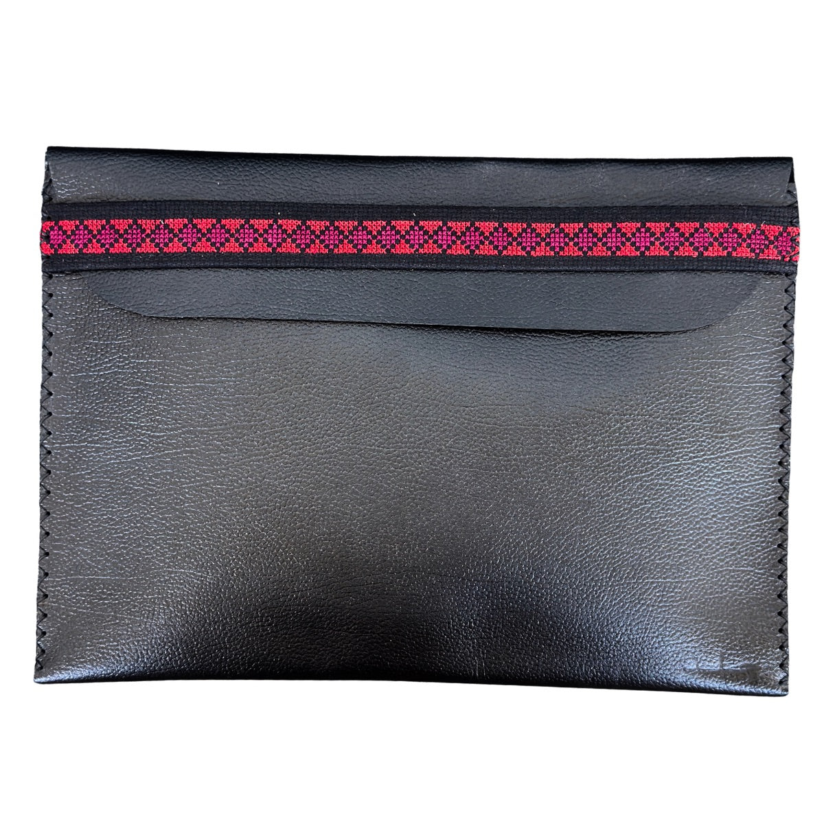 Leather Laptop Case - Black w/Red Tatreez