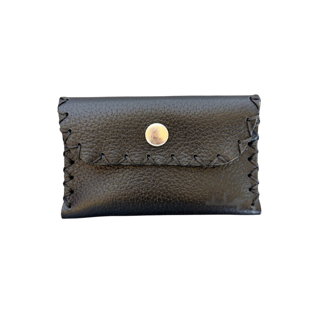 Leather ID Wallet w/Snap - All Black