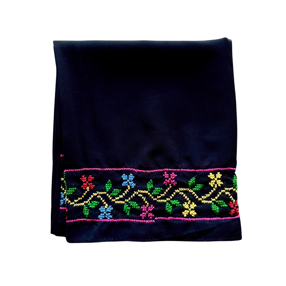 Embroidered Chiffon Scarf- Floral Vine