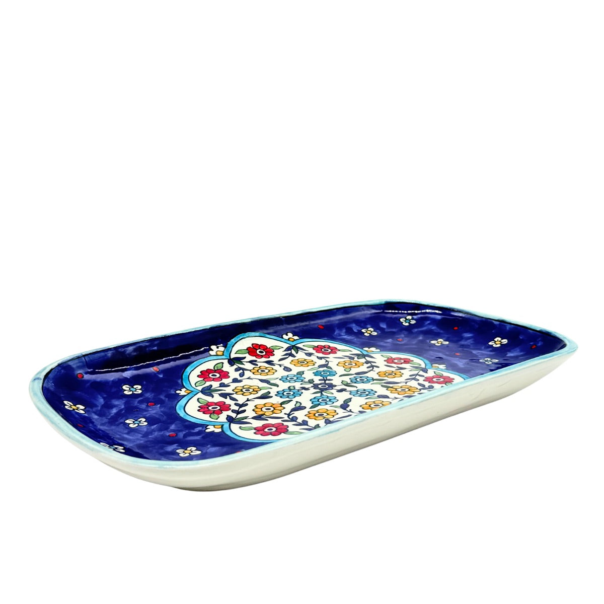 Ceramic Rectangular Serving Plate (13”) - Blue Blossom