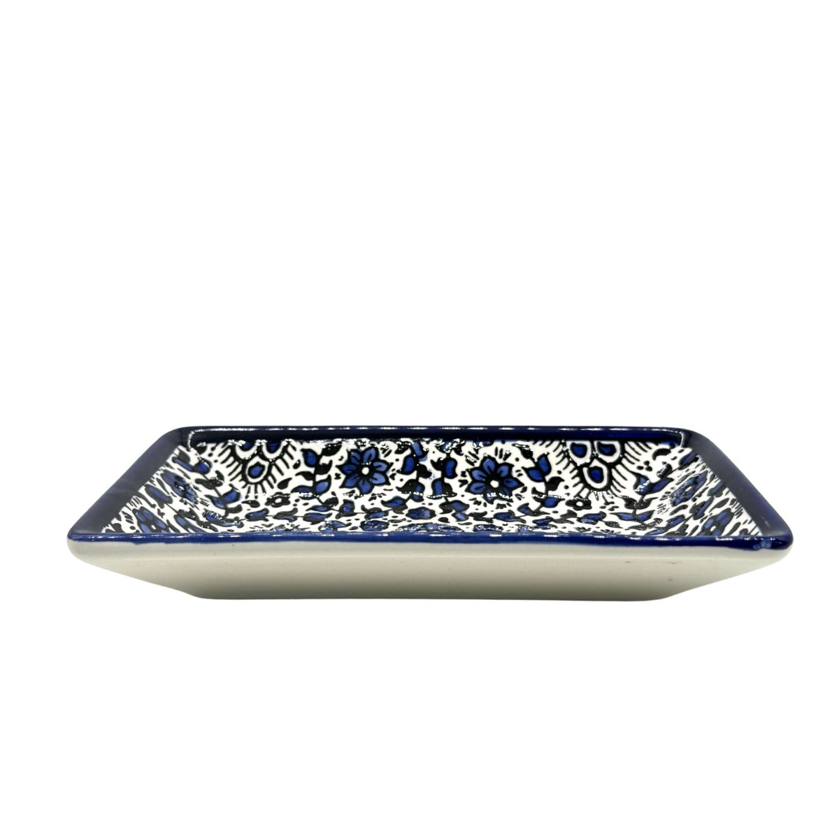 Ceramic Rectangular Dish (7”) - Blue Vine