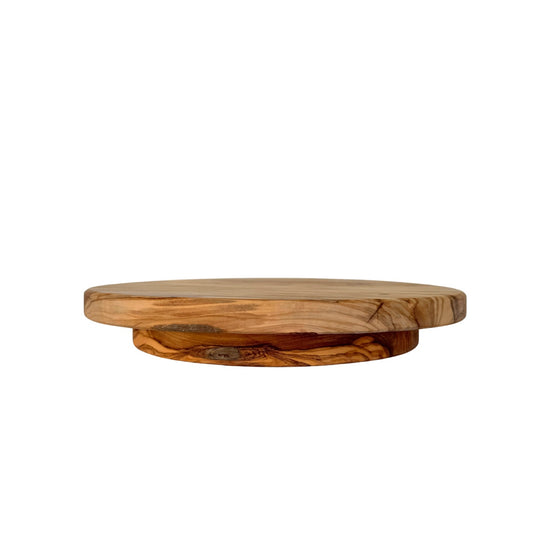 Olive Wood Round Cutting Board Stand