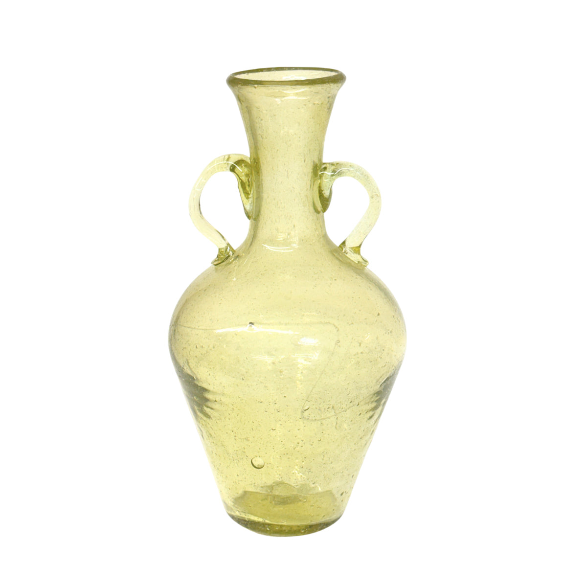 Glass Vase w/Handles (9”) - Moss