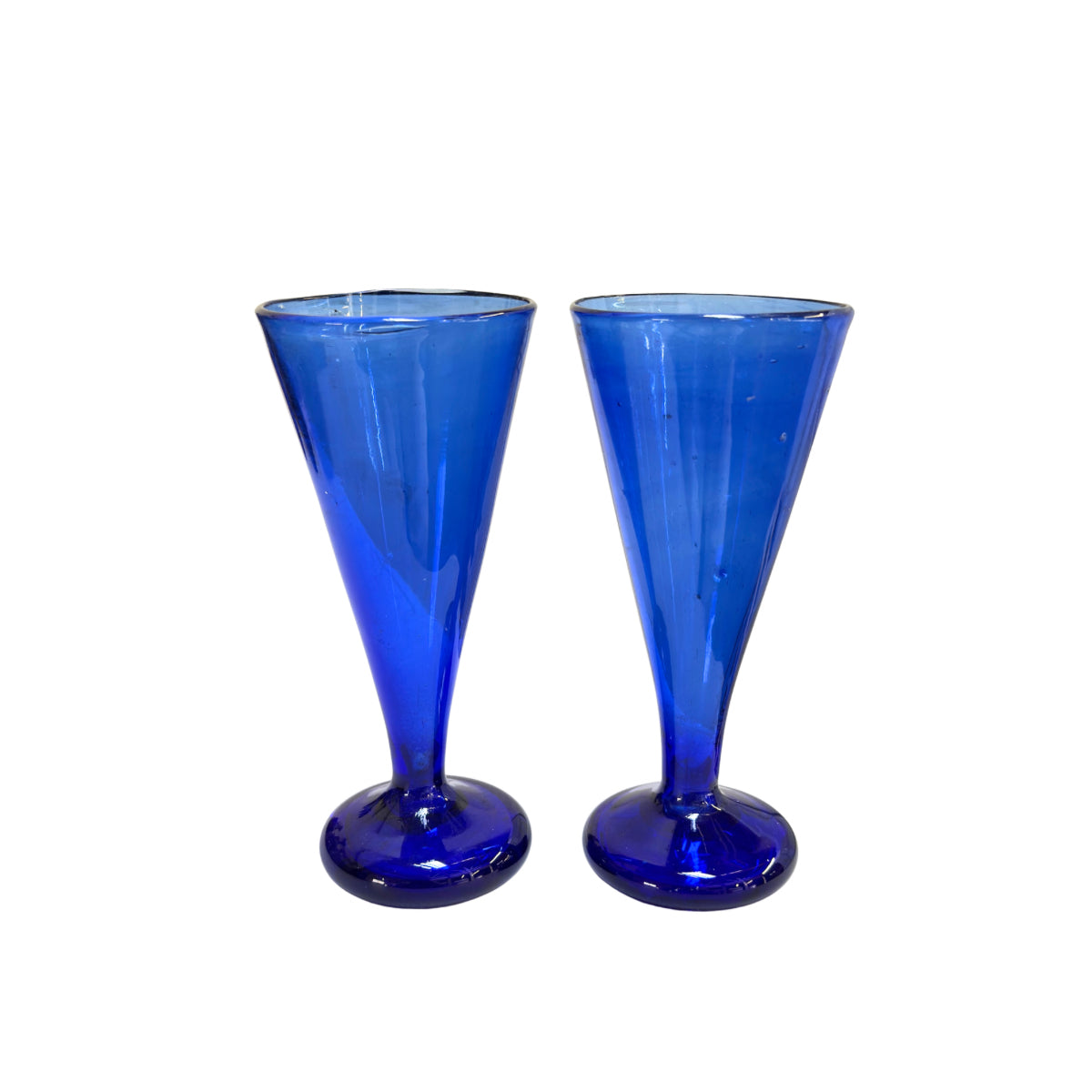 Glass Fluted Stemware, Set of 2 - Sapphire
